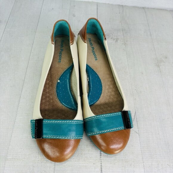 Hush Puppies CANDID Multicolored Leather Slip On Low Wedge Heel Shoes Sz 7.5 W - Picture 9 of 16